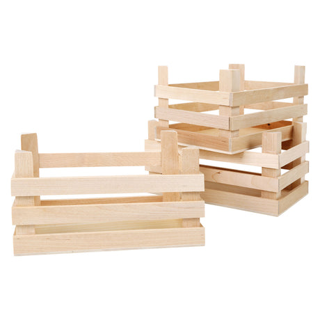 Petits caisses en bois de pied grandes 18x12x9,5 cm, ensemble de 3