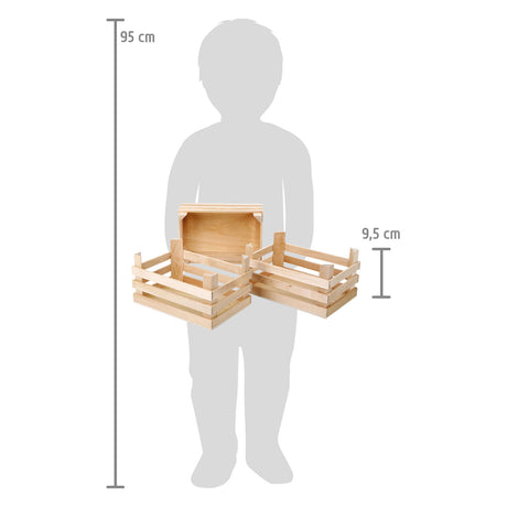 Petits caisses en bois de pied grandes 18x12x9,5 cm, ensemble de 3