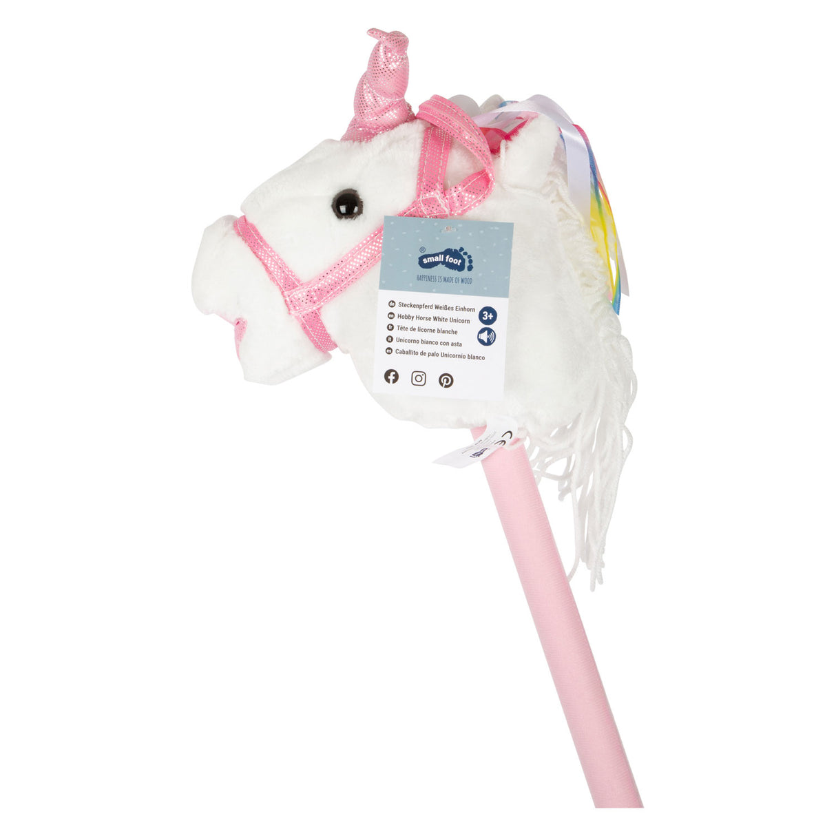 Kleiner Fuß Holz Hobby Pferd Einhorn, 90 cm