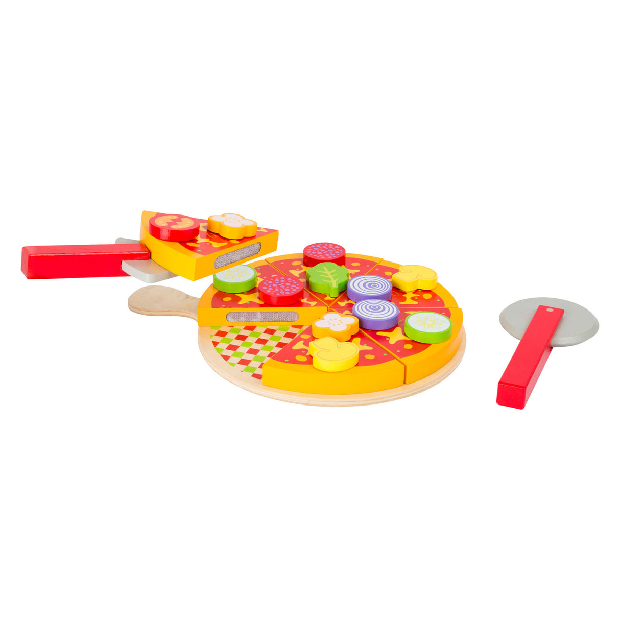 Small foot - set de pizza à découper et à jouer en bois, 21 pièces.