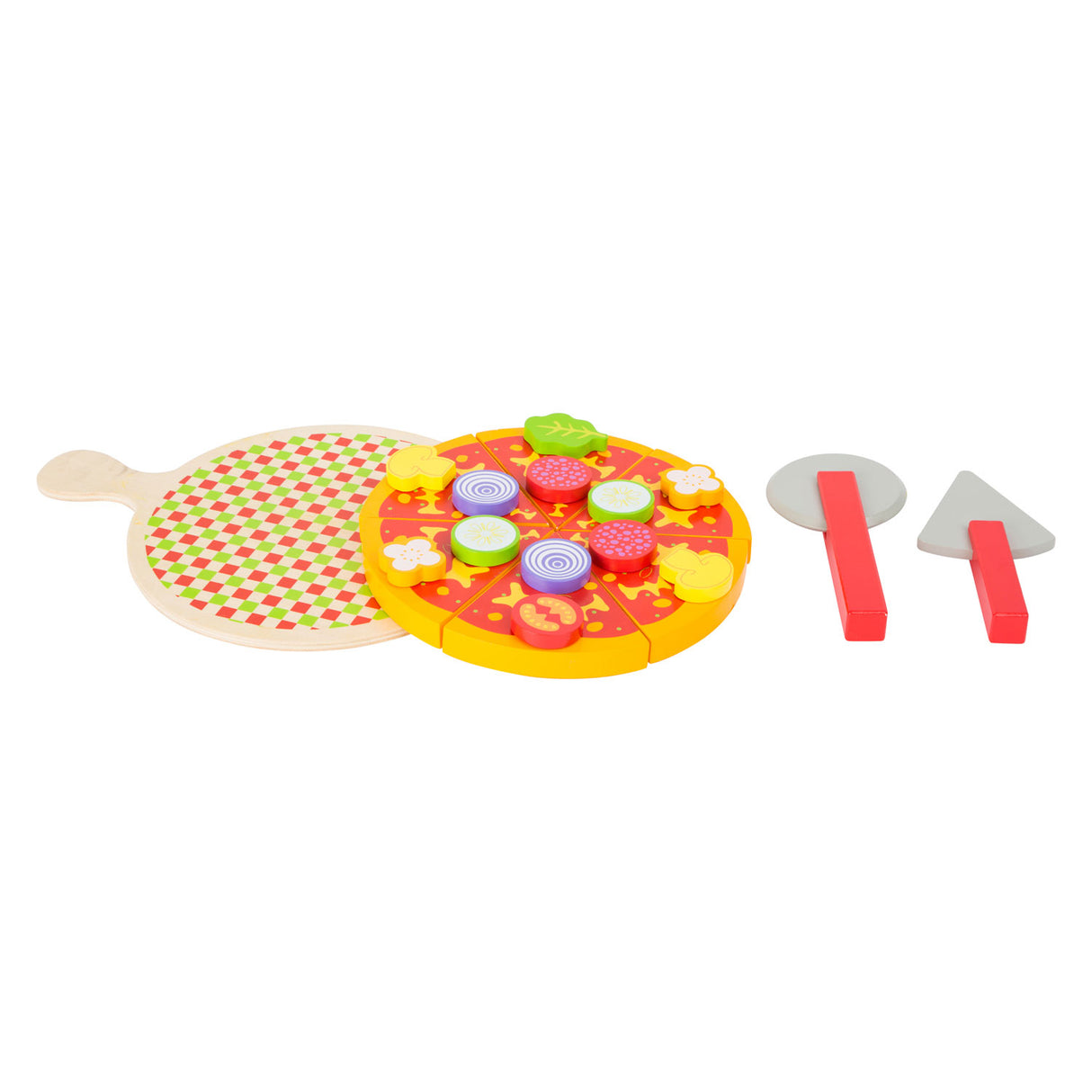 Small foot - set de pizza à découper et à jouer en bois, 21 pièces.