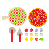 Small foot - set de pizza à découper et à jouer en bois, 21 pièces.