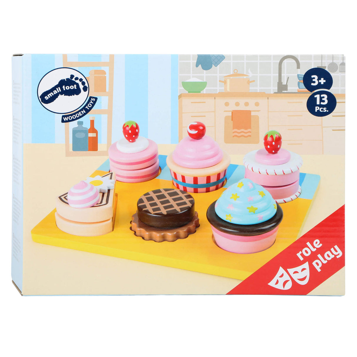 Small foot - set de cupcakes et gâteaux en bois, 13 pièces.