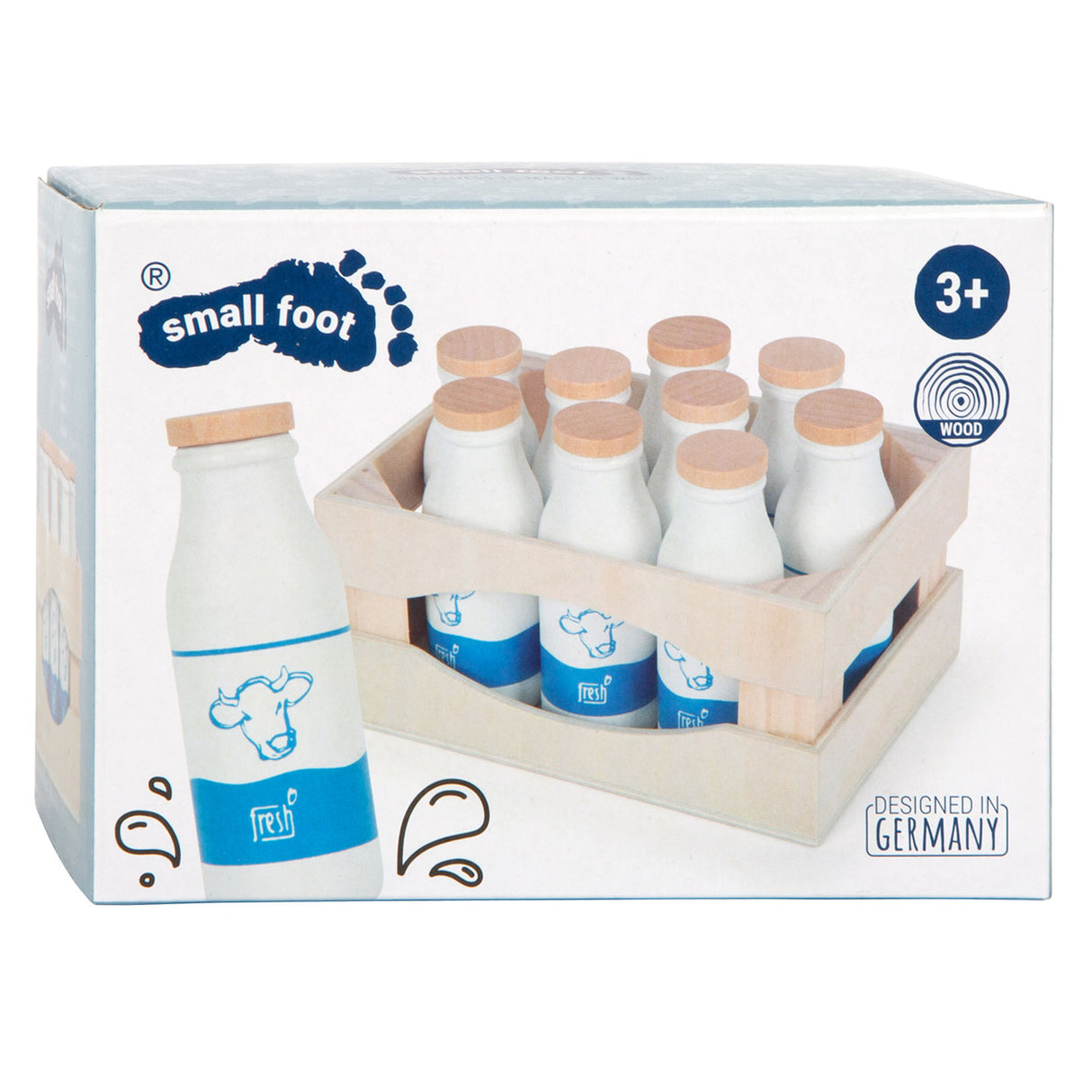Small foot - caisse en bois avec bouteilles de lait, 12 pcs.