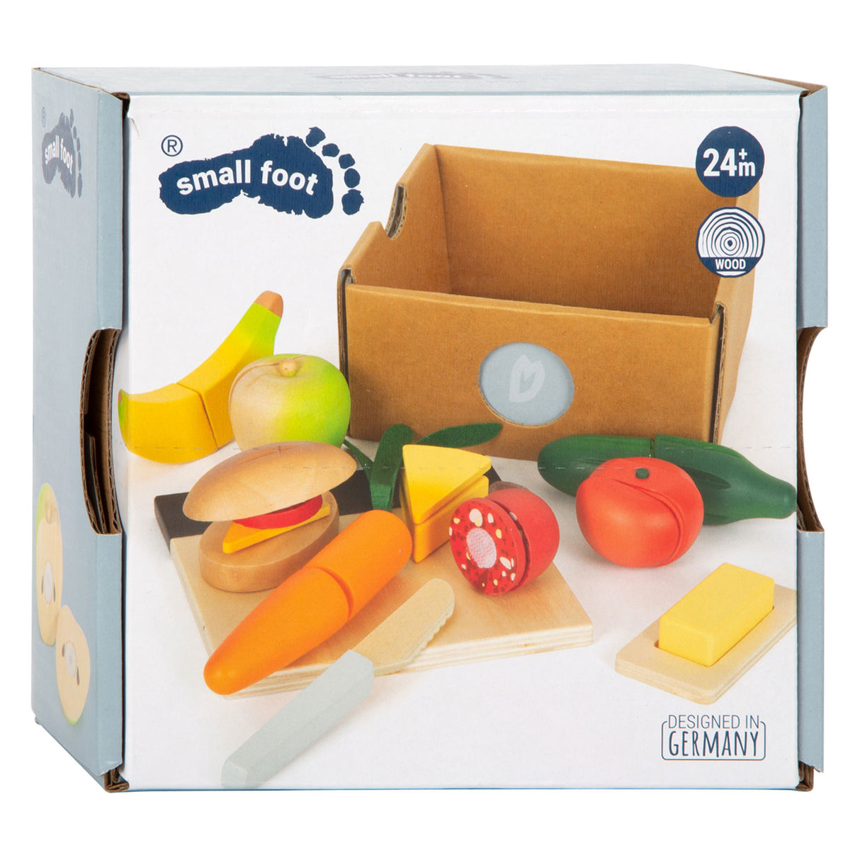 Small foot - ensemble de repas à découper et à jouer en bois, 24 pièces.