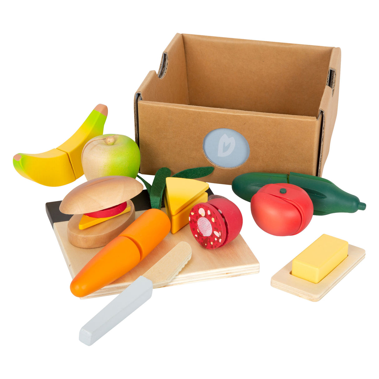 Small foot - ensemble de repas à découper et à jouer en bois, 24 pièces.