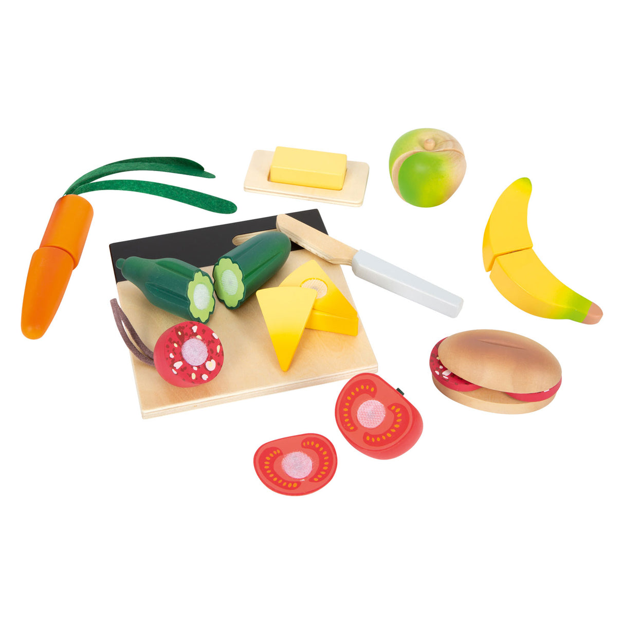 Small foot - ensemble de repas à découper et à jouer en bois, 24 pièces.