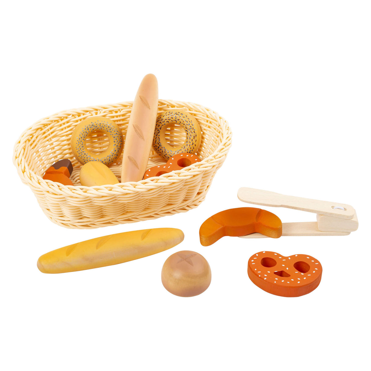 Small foot plastic bread basket with playets bread, 12dlg.