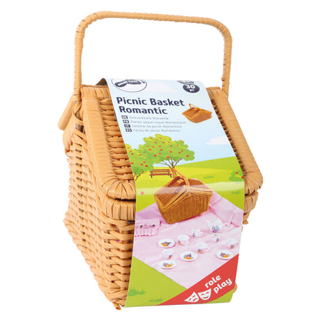 Small foot - panier pique-nique en bois avec vaisselle romantique, 30 pièces.