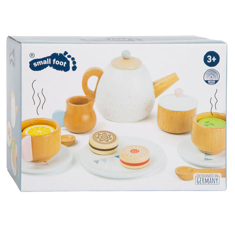 Small foot - service à thé en bois avec nourriture ludique, 17 pièces.