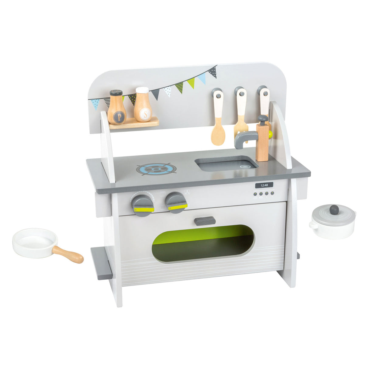 Small foot - Cuisine ludique en bois compacte, 9 pièces.