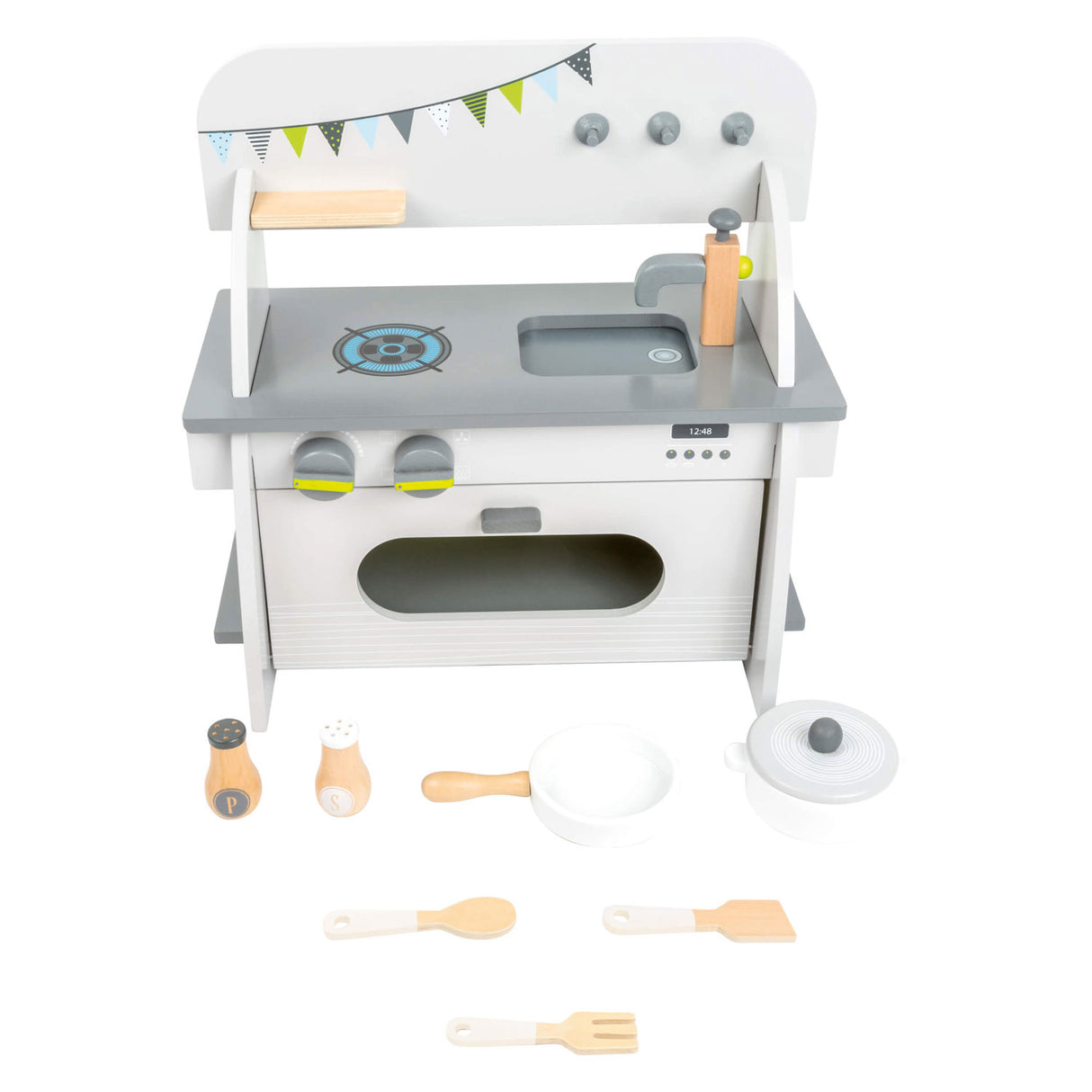 Small foot - Cuisine ludique en bois compacte, 9 pièces.