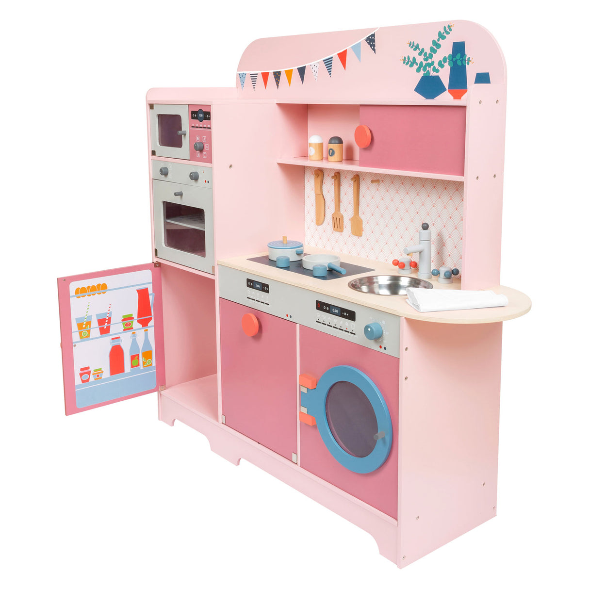 Small foot wooden play kitchen pink, 12dlg.