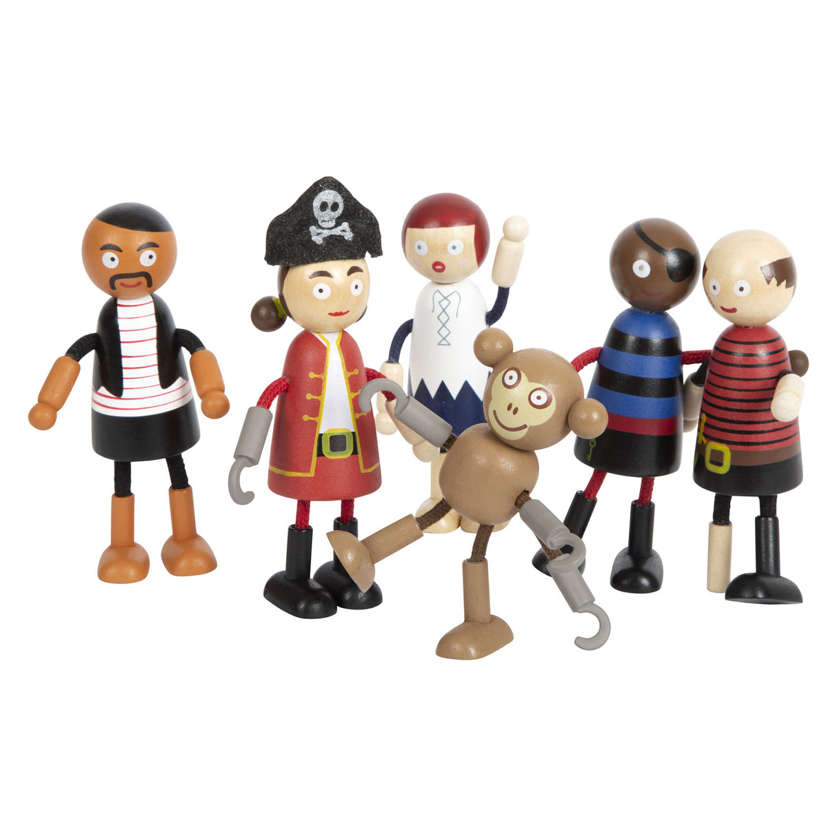 Small foot - figurines de pirates en bois pliables, 6 pcs.