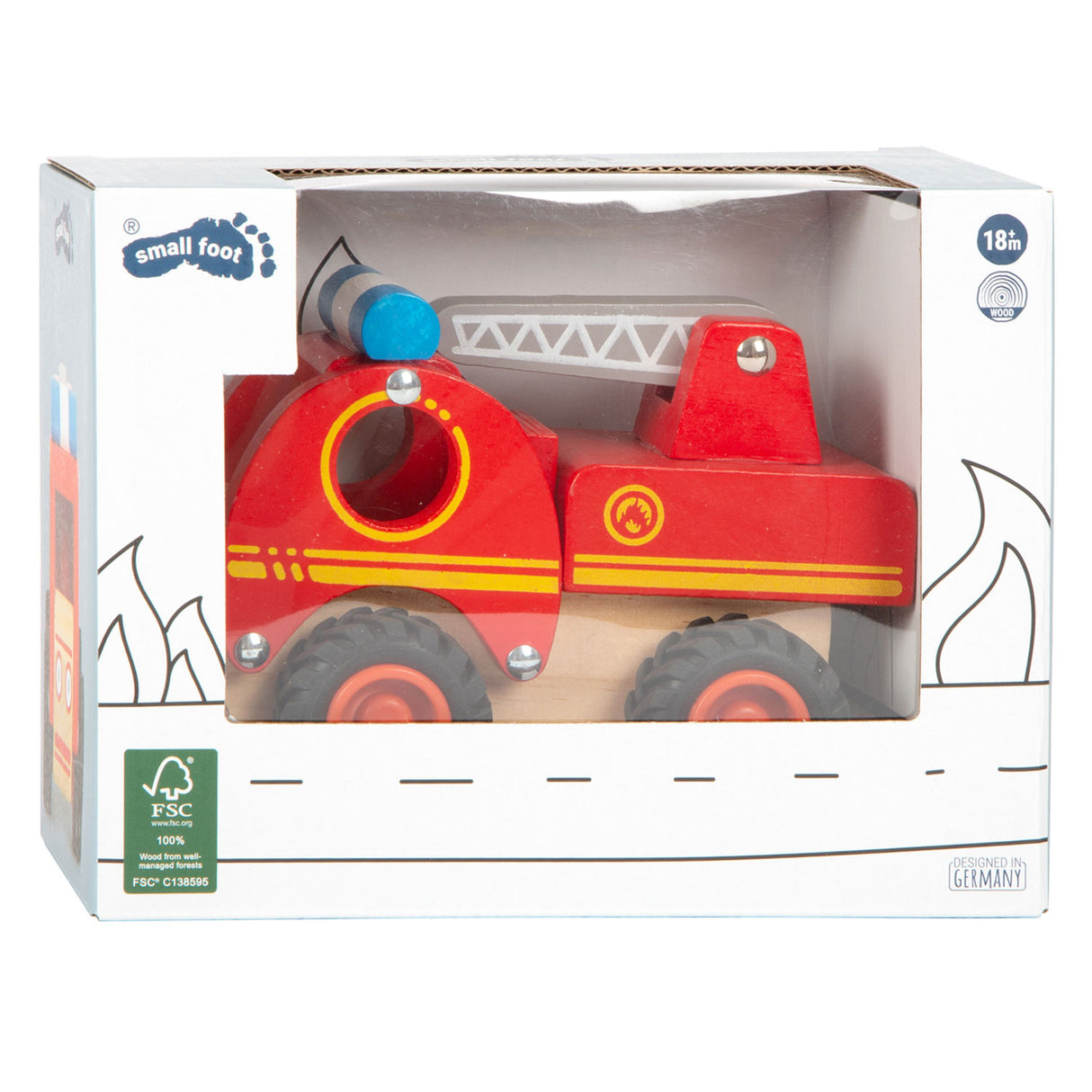 Small foot - camion de pompier en bois avec échelle