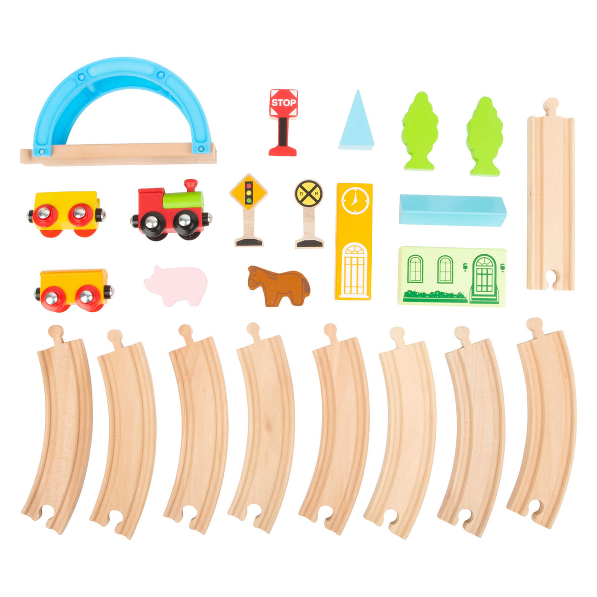 Petit pieds de trains en bois City and Countryside, 24dlg.