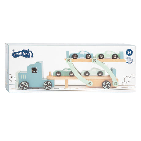 Small foot - camion transporteur en bois Chicago avec voitures, 9 pcs.