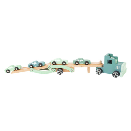 Small foot - camion transporteur en bois Chicago avec voitures, 9 pcs.