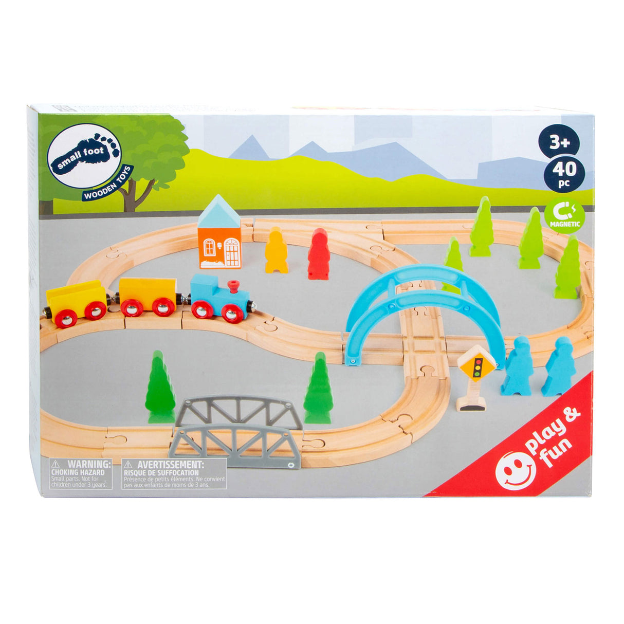 Small foot - coffret train en bois grand voyage, 40 pièces.