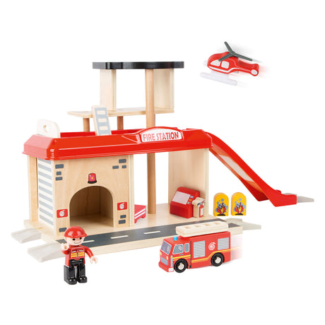 Small foot - caserne de pompiers en bois avec accessoires, 15 pcs.