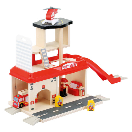 Small foot - caserne de pompiers en bois avec accessoires, 15 pcs.