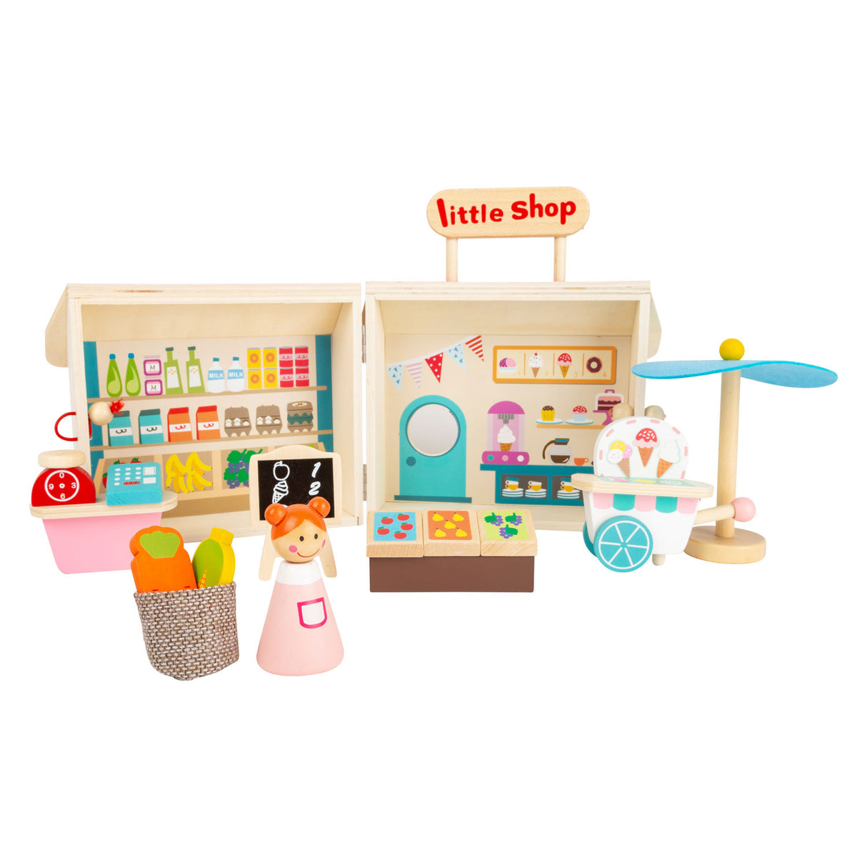 Small foot - maison de poupée en bois à emporter, 15 pièces.