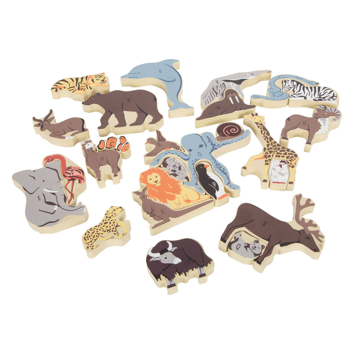 Small foot - puzzle de lettres et de formes en bois, 26 pcs.