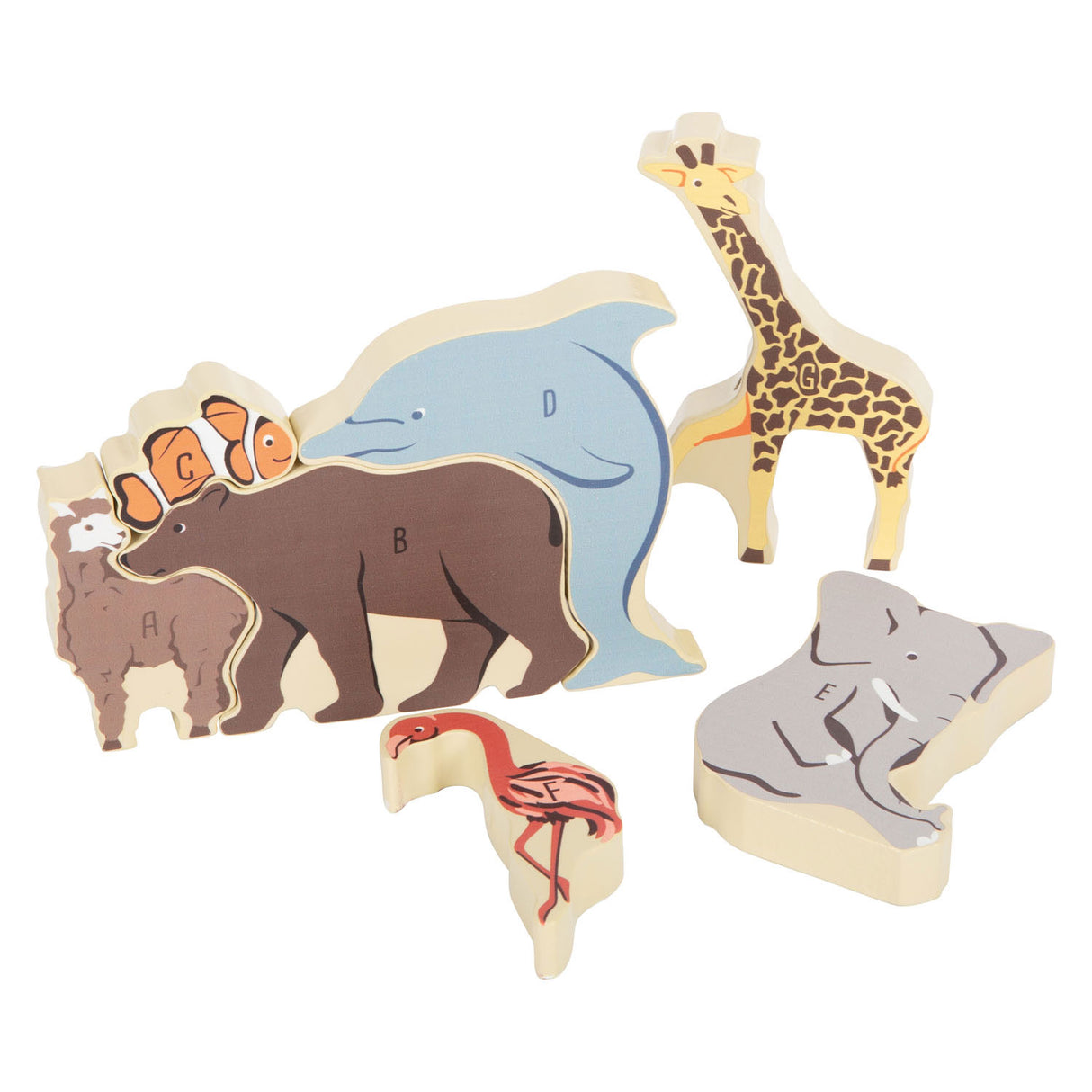 Small foot - puzzle de lettres et de formes en bois, 26 pcs.