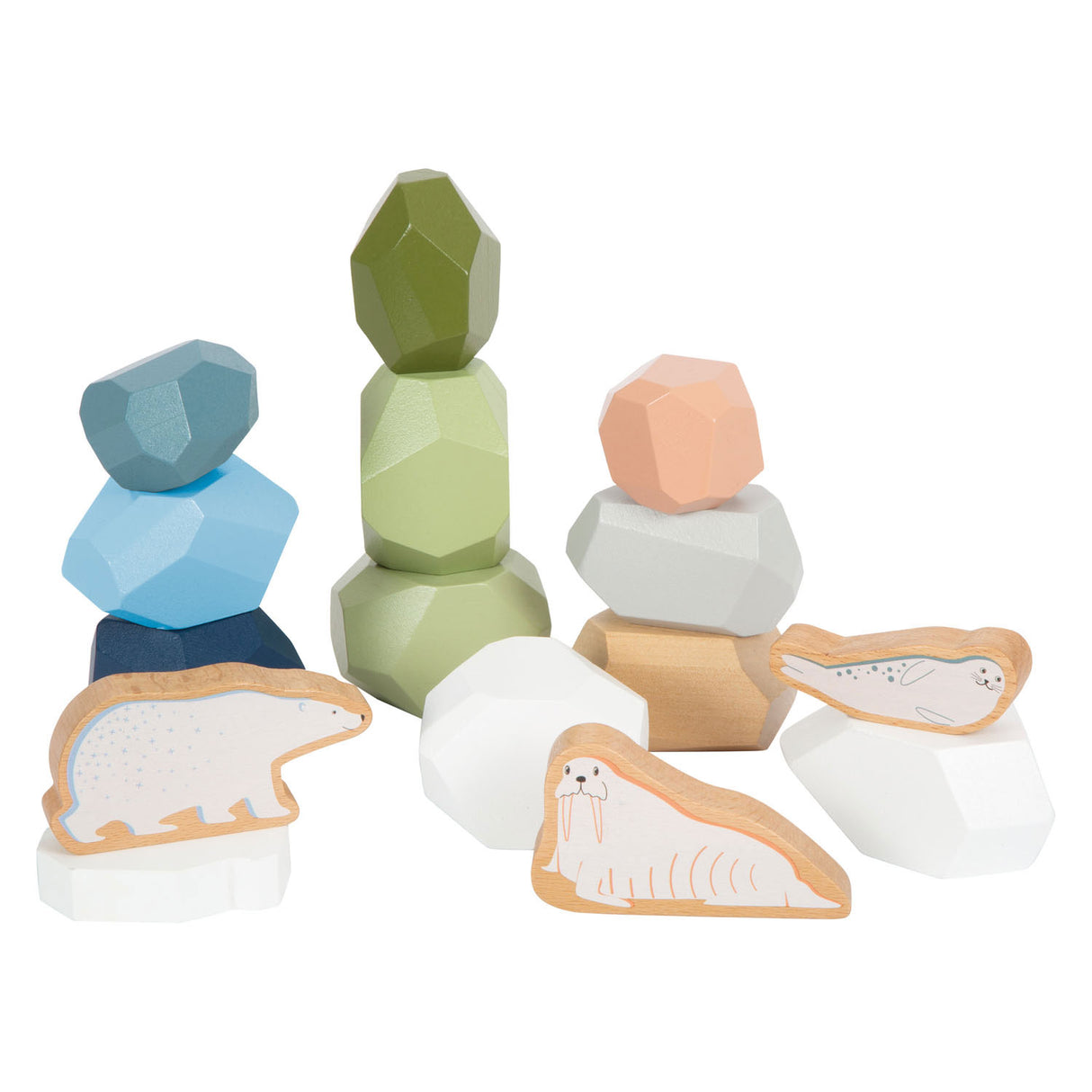 Small foot - pierres d'équilibre en bois arctique, 11 pcs.