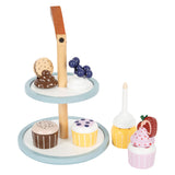 Playettes en bois de petit pied etagere avec cupcakes, 13dlg.