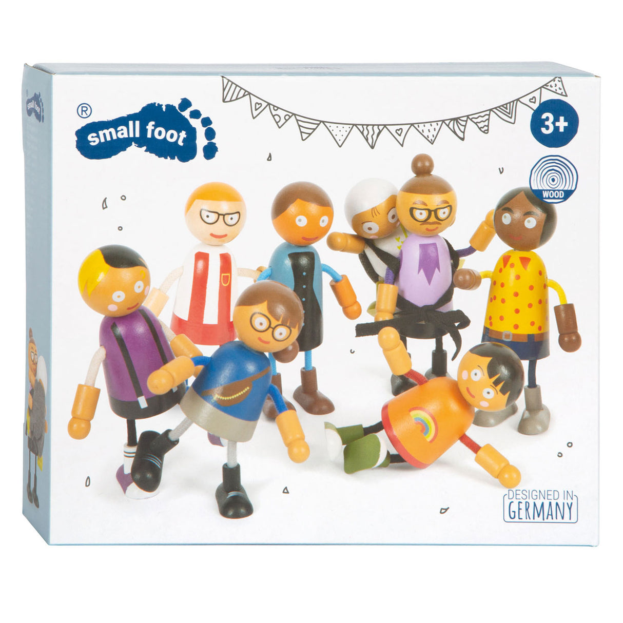 Famille de poupées flexible en bois à petit pied avec bébé, 8e.