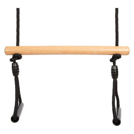 Petit pied - balançoire trapèze en bois avec cercles de gymnaste ligne noire