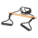 Small foot wooden trapeze swing with gymnast rings black line