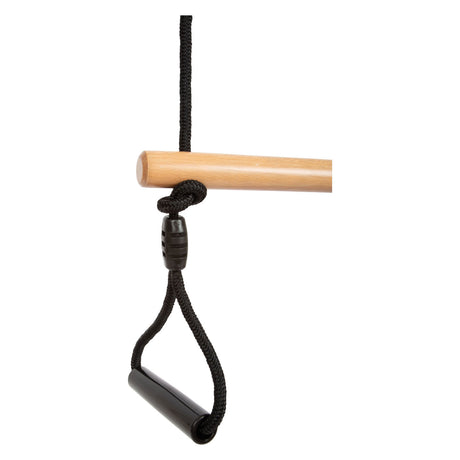 Petit pied - balançoire trapèze en bois avec cercles de gymnaste ligne noire