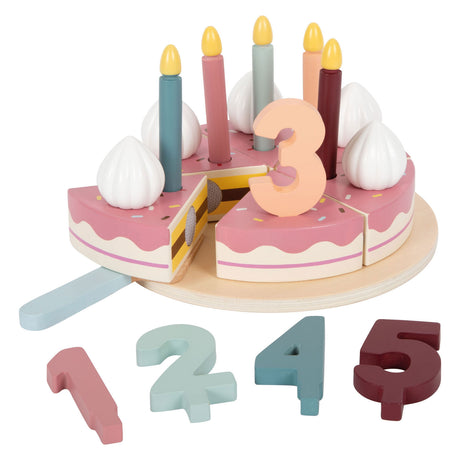 Petit pied - gâteau d'anniversaire actuel en bois, 18dlg.