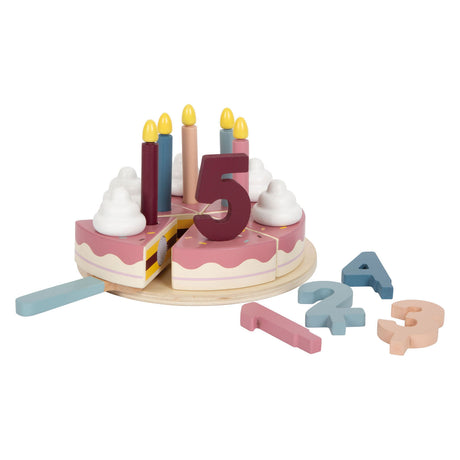 Petit pied - gâteau d'anniversaire actuel en bois, 18dlg.