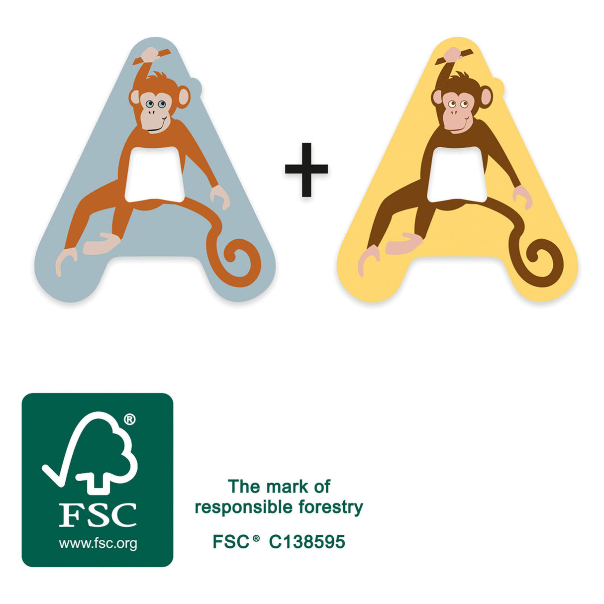 Small foot - lettre enfant animal en bois - a