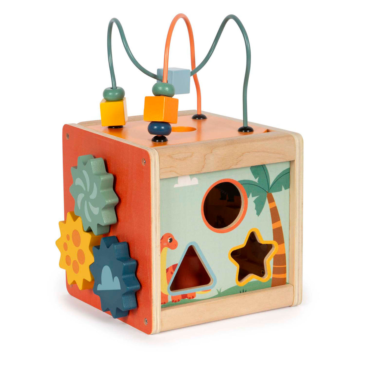 Small foot - cube d'activités en bois motricité spirale dino
