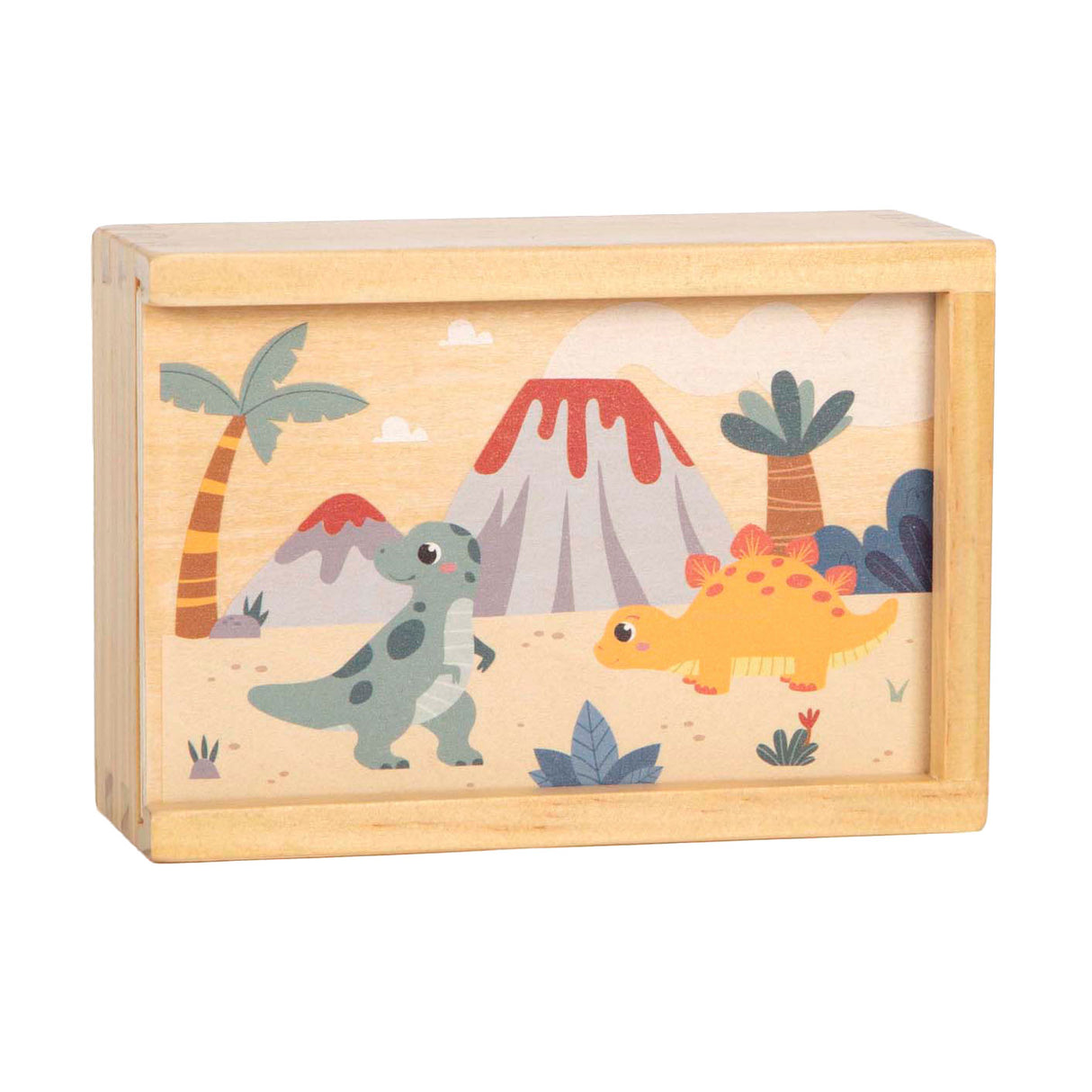 Petit pied - Dino Memospel en bois dans la boîte de rangement