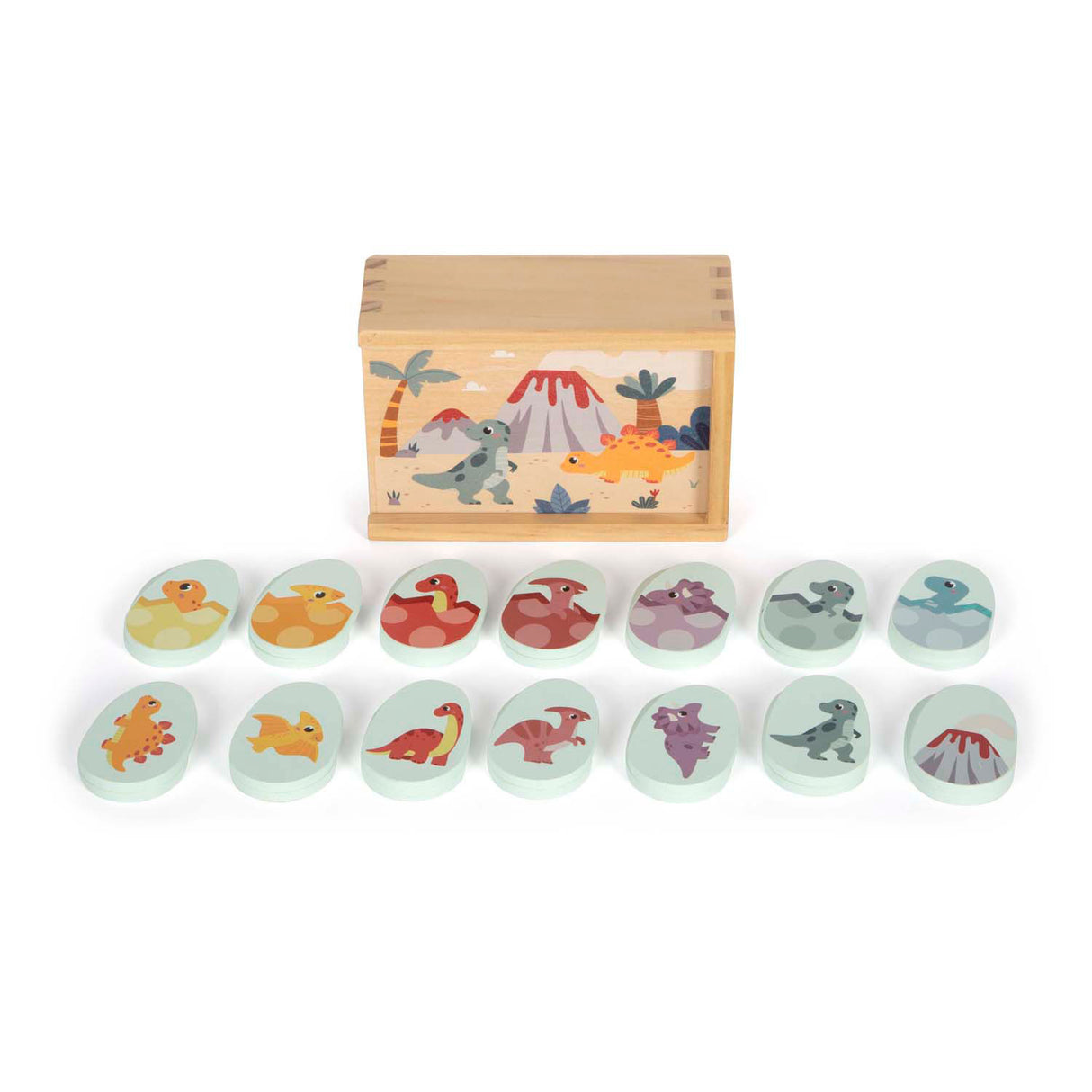 Small foot - jeu mémo dinosaure en bois dans boîte de rangement