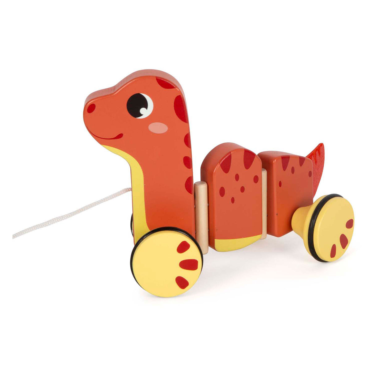 Small foot houten trekfiguur dino