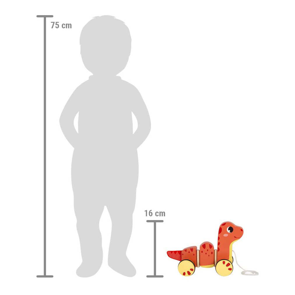 Small foot houten trekfiguur dino