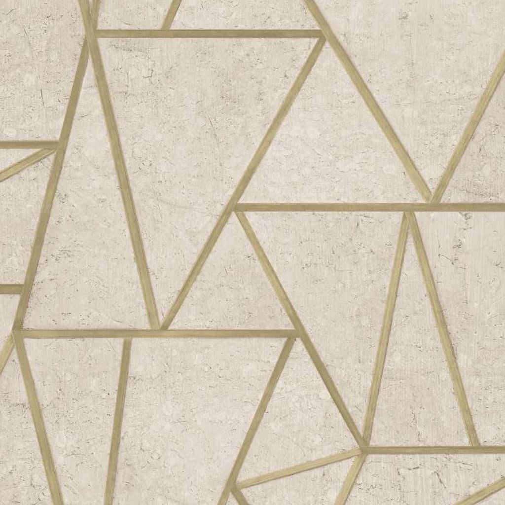 Dutch Wallcoverings Dutch Wallcoverings Wallpaper Triangles Beige and Gold