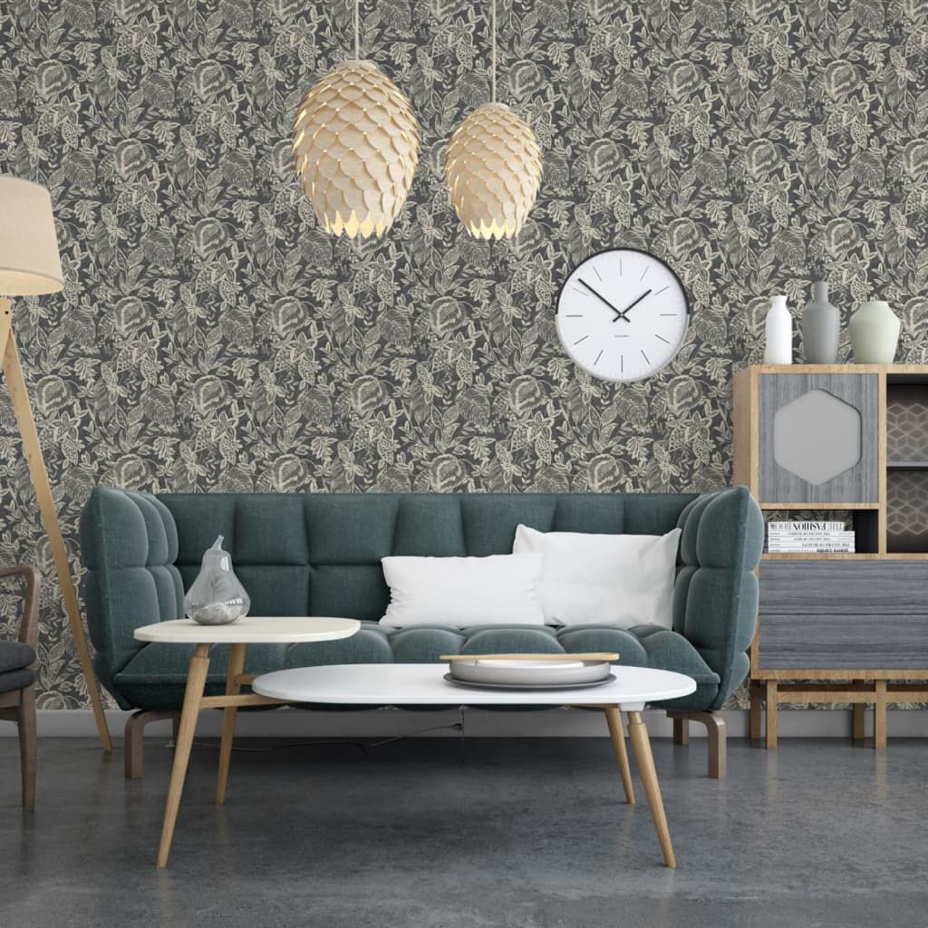 Dutch Wallcoverings Dutch Wallcoverings Wallpaper Mae Black and Beige