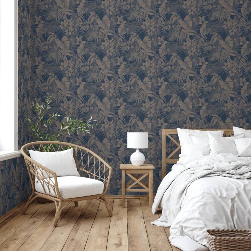 Fond d'écran des wallcoverings néerlandais Joelle Silver colored et bleu