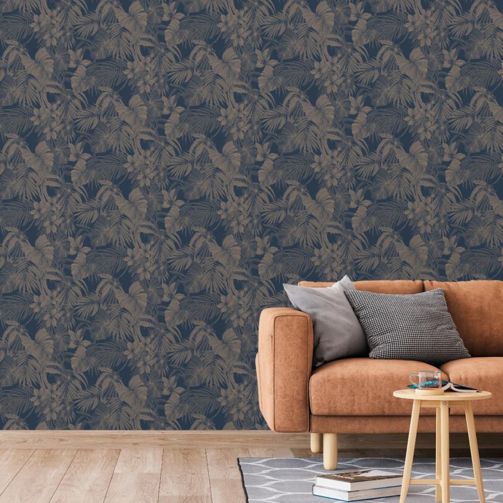 Fond d'écran des wallcoverings néerlandais Joelle Silver colored et bleu