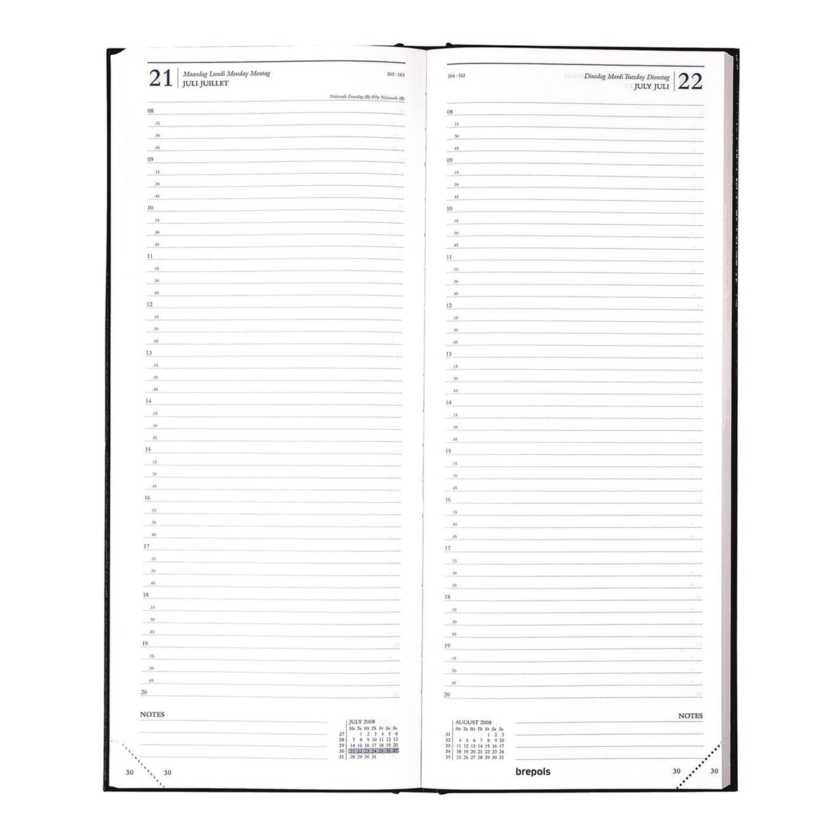 Calendrier Brepol Saturne 1 jour 2026 long noir