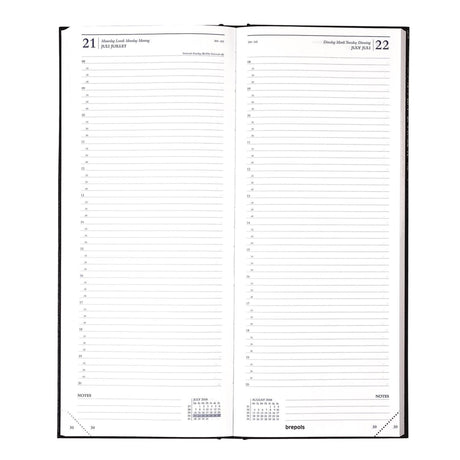 Calendrier Brepol Saturne 1 jour 2026 long noir
