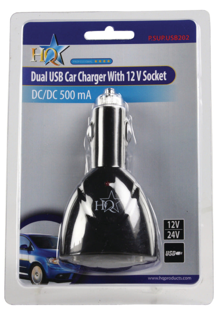 QG p. souper. Chargeur de voiture double USB USB202 avec connexion 12 V