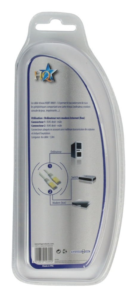 HQ BF-M081-1.0 Câble réseau UTP Cat5e RJ45 (8 8) Mâle - RJ45 (8 8) Mâle 1,00 m Gris